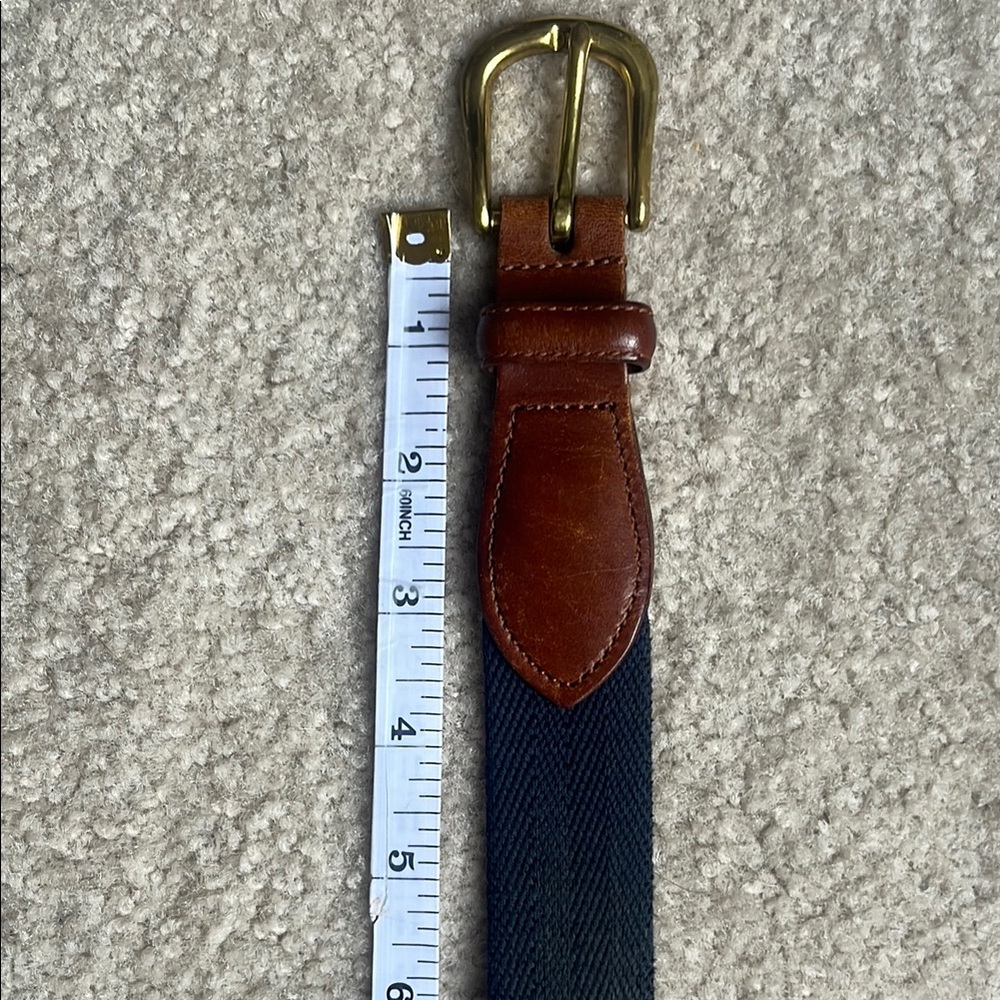 Coach Navy Canvas Leather Belt with Brass Buckle, 36” - Picture 6 of 8